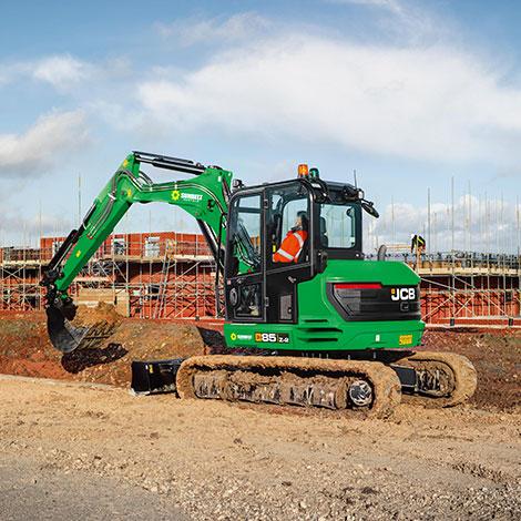 Yellow excavator on a construction site